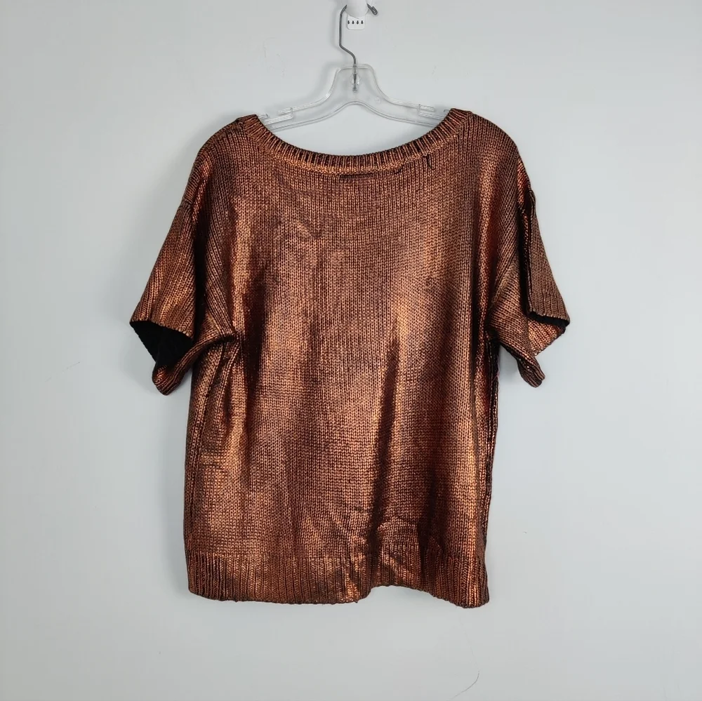 Nicole Miller Copper Metallic Knit Top - Picture 4 of 10